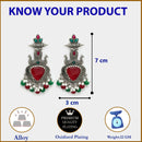 Oxidized Plated with Multicolor Pearl Cubic Zirconia Danglers Earrings