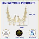 Gold Plated with White Pearls Studded Long Chain Attachment for Earrings