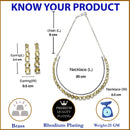 Rhodium-Plated Silver Toned Round Yellow American Diamond Studded Necklace Earrings Jewellery Set