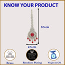 Rhodium Plated Silver Toned Leaf Teardrop Shaped Red American Diamond Studded Maang Tikka