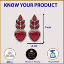 Oxidized Plated with Red Cubic Zirconia Drop Earrings