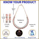 Rose Gold-Plated Round Pink & White American Diamond Studded Necklace Earrings Jewellery Set