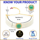 White Pearl Beaded with Green American Diamond Stone Gold-Plated Jewellery Set