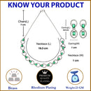 Rhodium-Plated Green American Diamond Studded Disc-Shaped Necklace & Earrings Jewellery Set