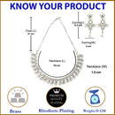 Rhodium-Plated with Silver-Toned White American Diamond Studded Embellish Statement Jewellery Set