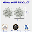 Rhodium Plated Floral Shape White AD Stone Contemporary Studs Earrings