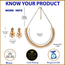 Floral Gold Plated American Diamond White Collar Necklace Set with Earrings