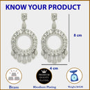 Rhodium Plated with Floral-Shaped White American Diamond Stud Earrings