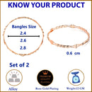 Rose Gold-Plated White American Diamond studded Temple Coin Bangles Jewellery Set (Set Of 2)