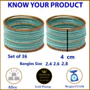 Gold Plated Sea Green Chuda Bangle Set of 36