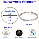 Oxidised Silver-Plated White American Diamond studded Temple Coin Bangles Jewellery Set (Set Of 4)