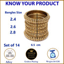 Gold-Plated Mehandi Toned White Artificial Stones studded Bangles Jewellery Set (Set Of 6)