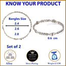 Oxidised Silver-Plated White American Diamond studded Temple Coin Bangles Jewellery Set (Set Of 2)