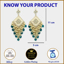 Gold Plated Traditional Handcrafted Pearl Kundan Beaded Chand Bali Earrings