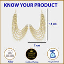 Gold Plated with White Pearls Studded Long Chain Attachment for Earrings