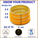 Yellow Velvet Stone Studded Bangle Set