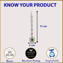 Rhodium Plated Silver Toned Round Floral Green American Diamond Studded Maang Tikka