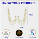 Gold Plated with White Pearls Studded Long Chain Attachment for Earrings