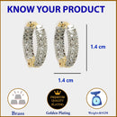 Gold Plated with White American Diamonds Studded Small Ear Cuff Earrings
