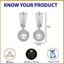 Rhodium-Plated White American Diamond studded Handcrafted Oval Shaped Drop Earrings