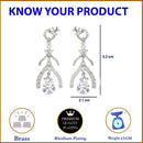 Rhodium-Plated White American Diamond studded Teardrop & Quirky Shaped Drop Earrings