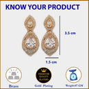 Gold Plated Teardrop White American Diamond Contemporary Drop Earrings