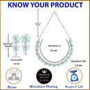 Rhodium-Plated with Silver-Tone Sea-Green & White American Diamond-Studded Jewellery Set