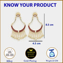 Gold Plated with Red Stylish Cubic Zirconia Danglers Earrings