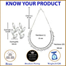 Rhodium-Plated with Silver-Toned Leaf Design White American Diamond Studded Jewellery Set