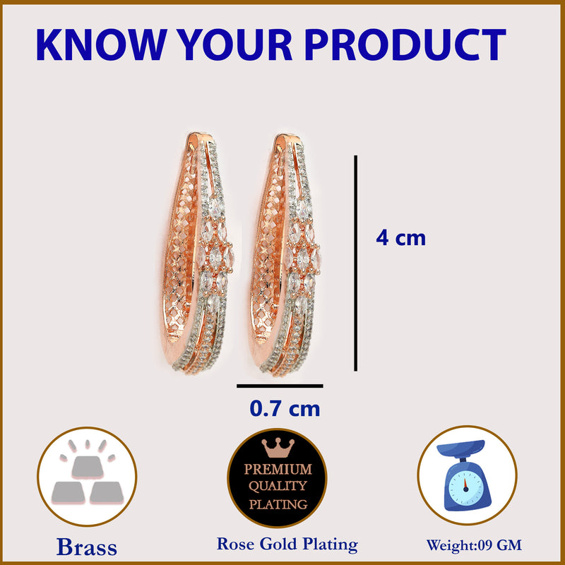 Rose Gold Plated American Diamond Circular Hoop Earrings