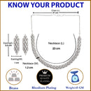 Rhodium-Plated with Silver-Tone & White American Diamond Studded Jewellery Set