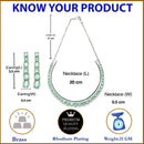 Rhodium-Plated with Silver-Toned Sea Green American Diamond Studded Jewellery Set