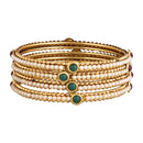 Ethnic Gold Plated Pearls Stone Bangles For Women & Girls