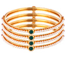 Gold Plated Ethnic Pearls Stone Bangles Set For Women