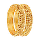 Gold Plated Ethnic Textured Bangles Set For Women