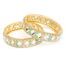Gold Plated Multicolor Cubic Zirconia Studded Bangles Set Of 2