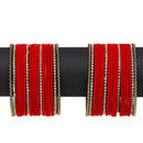 Gold Plated Red Matt Finish Chuda Bangles Set of 36