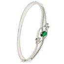 Green AD Stone Rhodium Plated Contemporary Cuff Bracelet