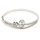 Rhodium Plated Silver Toned White Teardrop American Diamond Studded Cuff Bracelet