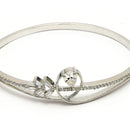 Rhodium Plated Silver Toned White Teardrop American Diamond Studded Cuff Bracelet