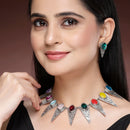 Oxidized Multicolor Cubic Zirconia Stone Studded Jewellery Set