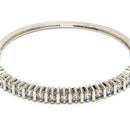 Rhodium Plated Silver Toned Minimal Round White American Diamond Studded Cuff Bracelet