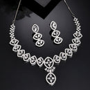 Rhodium Plated Silver Toned White American Diamond Stone Studded Jewellery Set