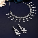 Rhodium Plated Crystal White American Diamond Studded Jewellery Set