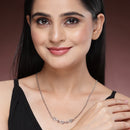 Rhodium Plated with White American Diamond Studded Geometric Design Pendant