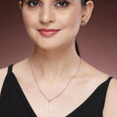 Rhodium Plated with Stylish Heart Shaped Stainless Steel Pendant Set