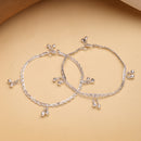 Silver-Plated Braided Chain Silver-Toned Anklet for Women & Girls
