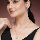 Rhodium Plated with Stylish Heart Shaped Stainless Steel Pendant Set