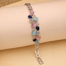 Silver-Plated Multicolor Stone Charm Bracelet