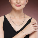 Rhodium Plated with Heart Shaped & White Cubic Zirconia Studded Jewellery Set